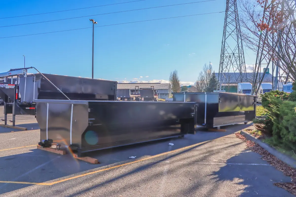 Roll-off dumpster ready for waste disposal at job site for Estate Cleanout Dumpster Rental in South Portland